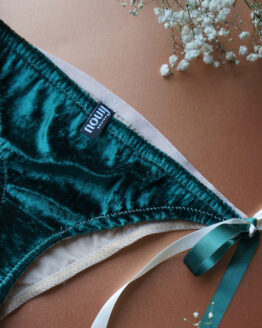 CULOTTE NOUEE FINOU_VELOURS&TULLE STRETCH_VERT&BEIGE