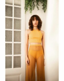pantalon transparent louisa jaune moutarde