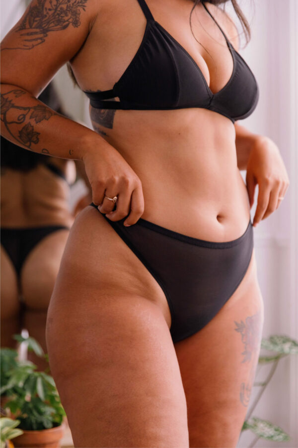 tanga amélie transparent taille haute noir