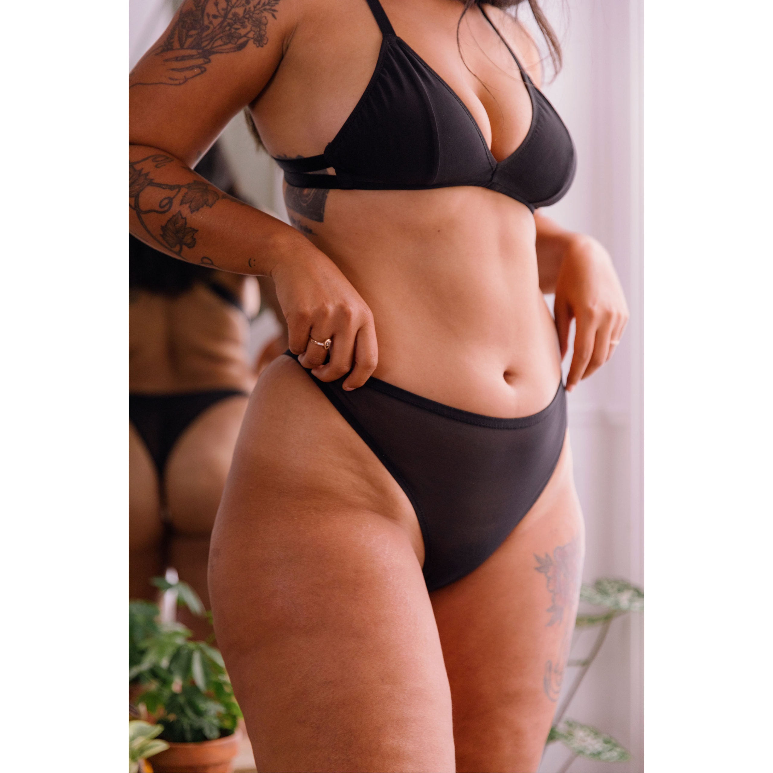 tanga amélie transparent taille haute noir