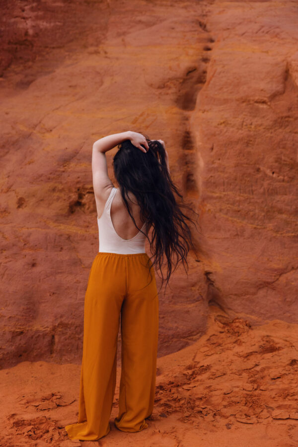 pantalon ajustable fluide jaune