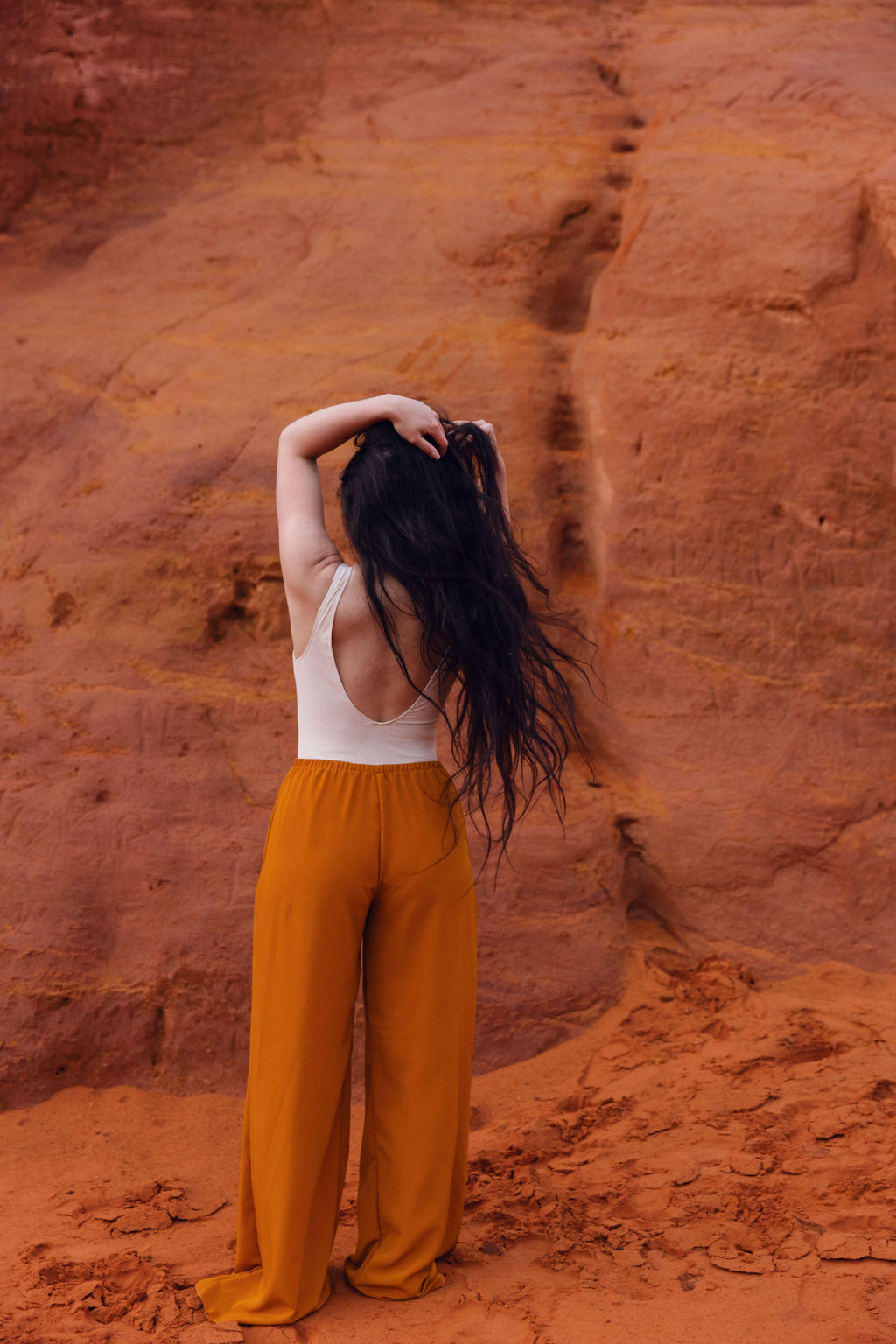 pantalon ajustable fluide jaune