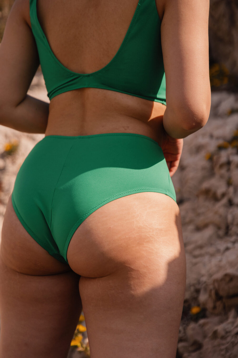 culotte de maillot taille haute de bain jessie verte sur mesure - Maison  Finou, la lingerie thérapie