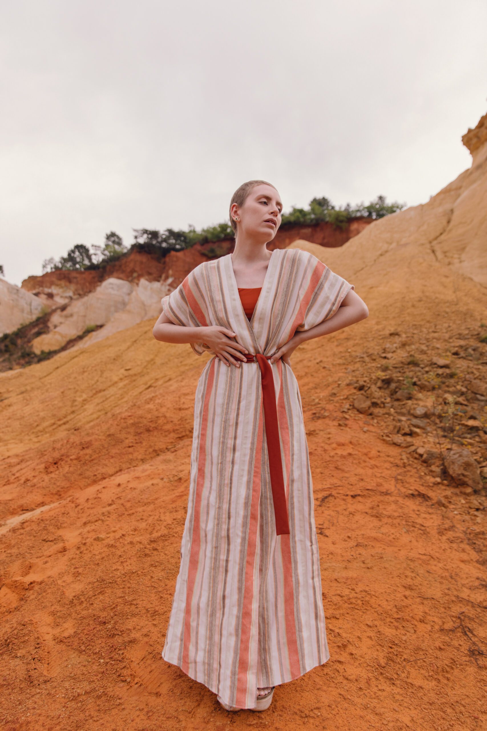 robe kimono longue rayure