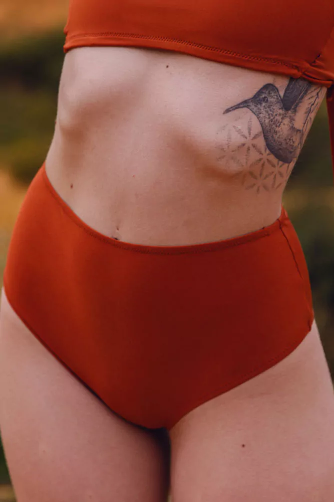 Culotte Jessie taille haute de maillot terracotta